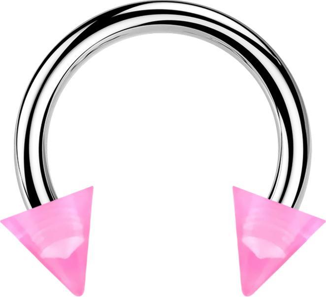 Produktbild Star Piercing Micro Circular Barbell silber mit zwei Cones pink transparent (ohne Messing, Acryl, Chirurgenstahl 316L)