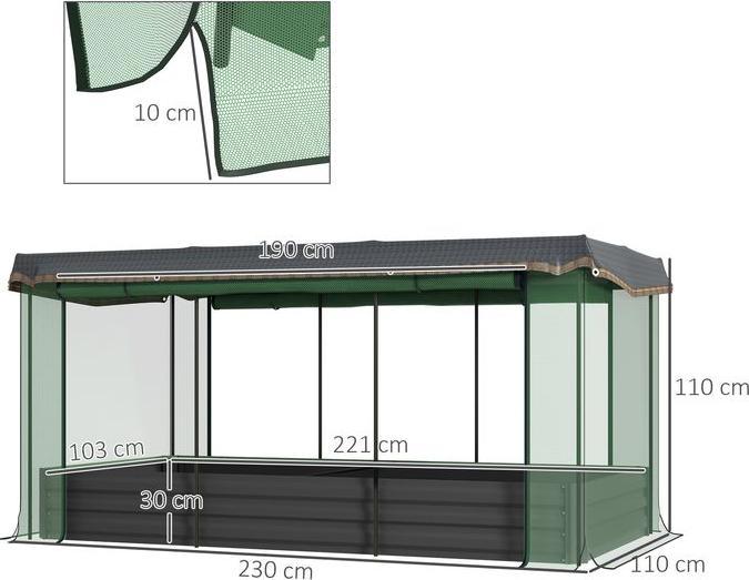 Image du produit Swisshandel24 Hochbeet Stahl, Pflanzkasten, Blumenkasten mit Vogelschutznetz, Sonnenschutz, Gartenbeet für Balkon