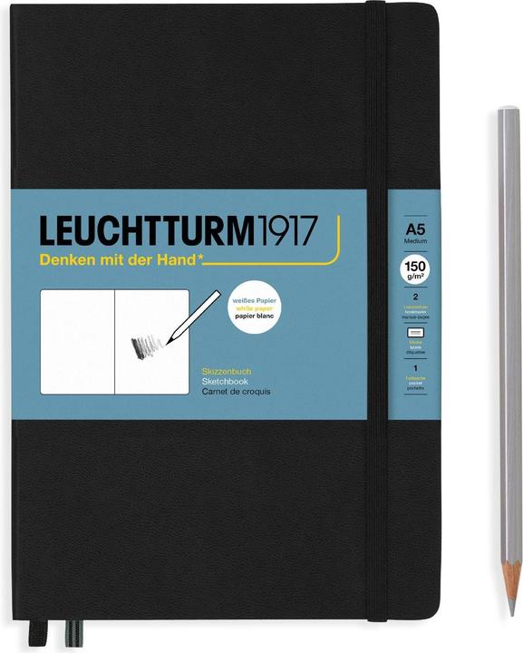 Image du produit Leuchtturm1917 Cahier de coloriage Medium A5, Noir (A5, Blanc, Couverture rigide)