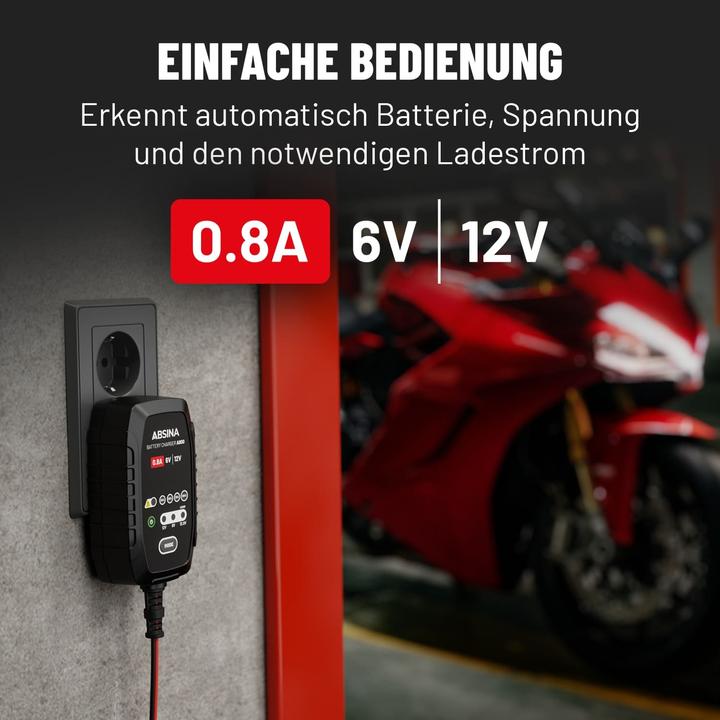 Produktbild Absina Batterieladegerät A800 (6V, 12V, 0.80 A)