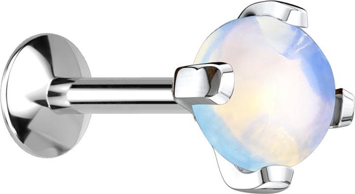 Star Piercing Micro UFO Labret Innengewinde silber Opalite Stein (ohne Messing, Mineralisch, Chirurgenstahl 316L)
