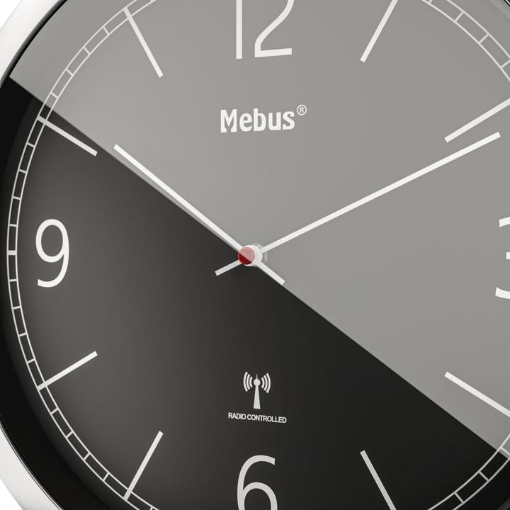 Actual product image Mebus 19813 Radio-controlled wall clock black/silver