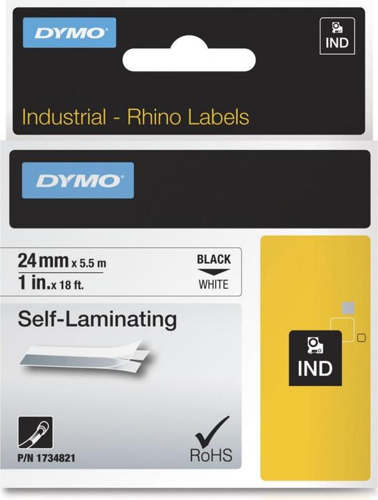 Energie-Label Dymo Rhino selbstlaminierendes Vinylband (2.40 cm, Weiss)