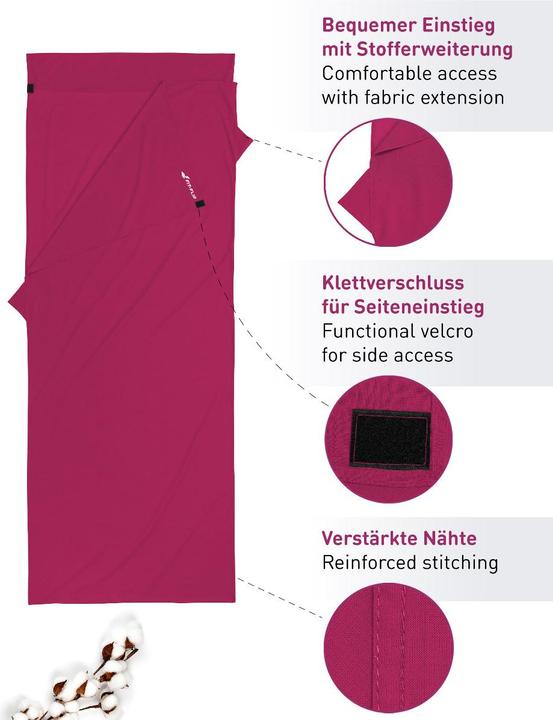 Immagine prodotto Fit-Flip Hüttenschlafsack Baumwolle ultraleicht mit Kissenfach 90x220cm (220 cm)