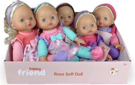 happytoys Happy Friend Rosa Blød Dukke med Hår 30 cm 6 varianter CDU