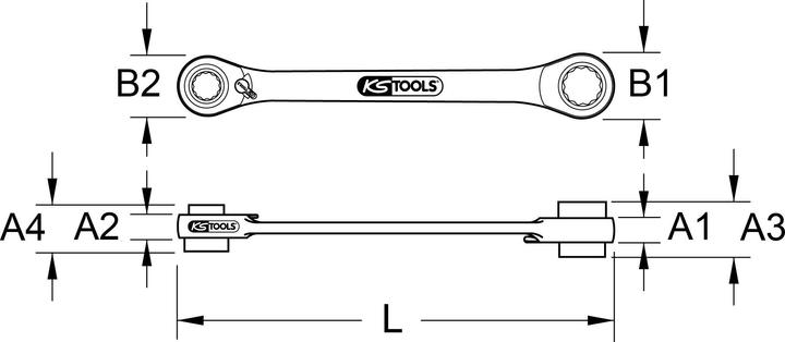 Produktbild KS Tools 4 in 1 GEARplus Doppel-Ratschenringschlüssel (24 mm)