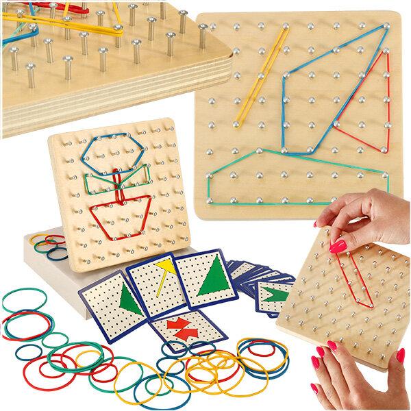 Image du produit Ikonka Geoboard geoplan Puzzle en bois pour créer des formes avec des élastiques