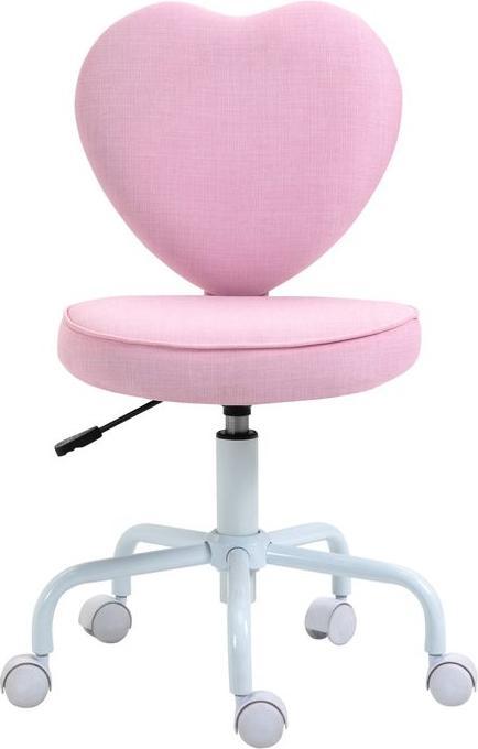 Image du produit Swisshandel24 Fauteuil de direction Chaise d'ordinateur en forme de coeur Rose Tissu en lin