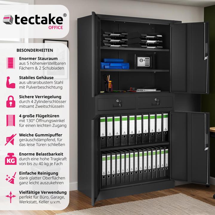 Produktbild tectake Aktenschrank (80 x 40 x 180 cm)