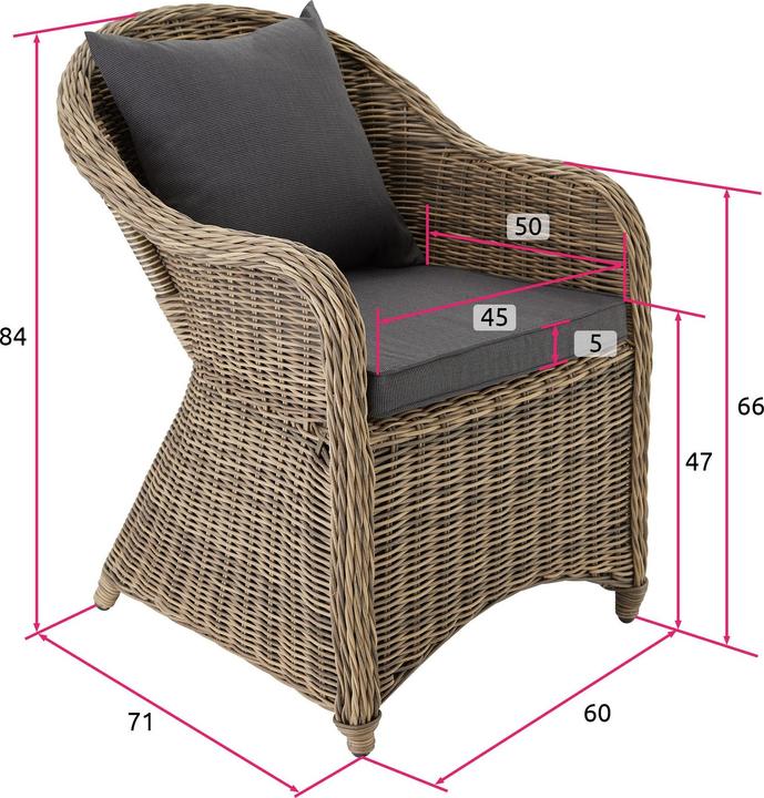 Actual product image tectake 2 Garden chairs in luxury rattan with cushions