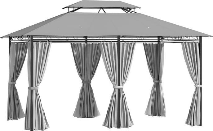 Immagine prodotto Swisshandel24 Padiglione 3x4m con 6 sezioni laterali e doppio tetto grigio scuro (300 cm, 400 cm)