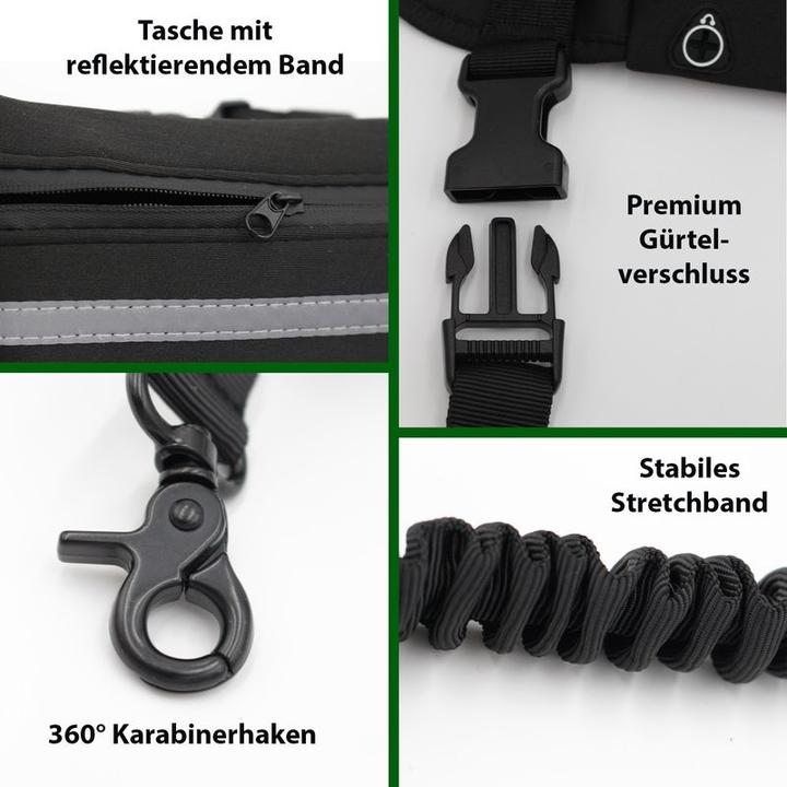 Image du produit Hermex Laisse Jogging Ceinture abdominale Ceinture pour chien Flexible Élastique Bungee (128, Chien, Jogging)