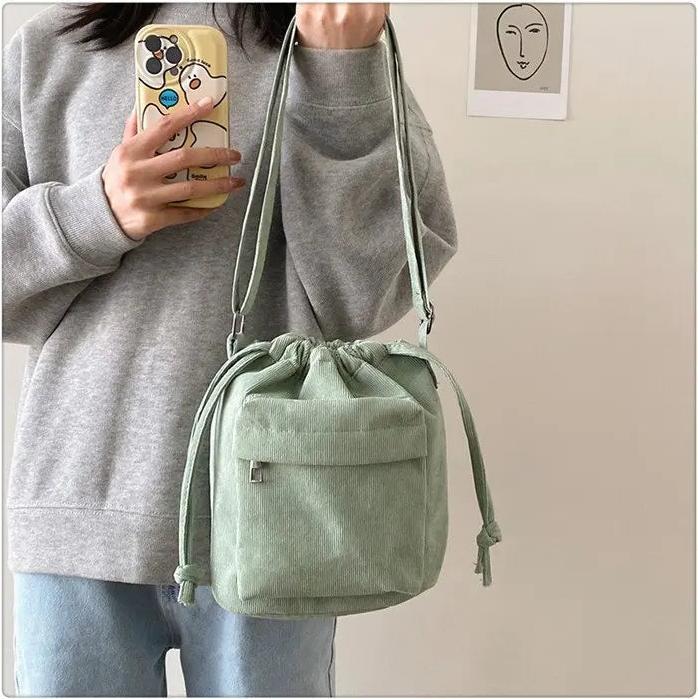 Produktbild Only-Bags.Store Cord-Einkaufstasche mit Kordelzug, Schultertasche, Hobo-Tasche, lässige Handtaschen, grosse