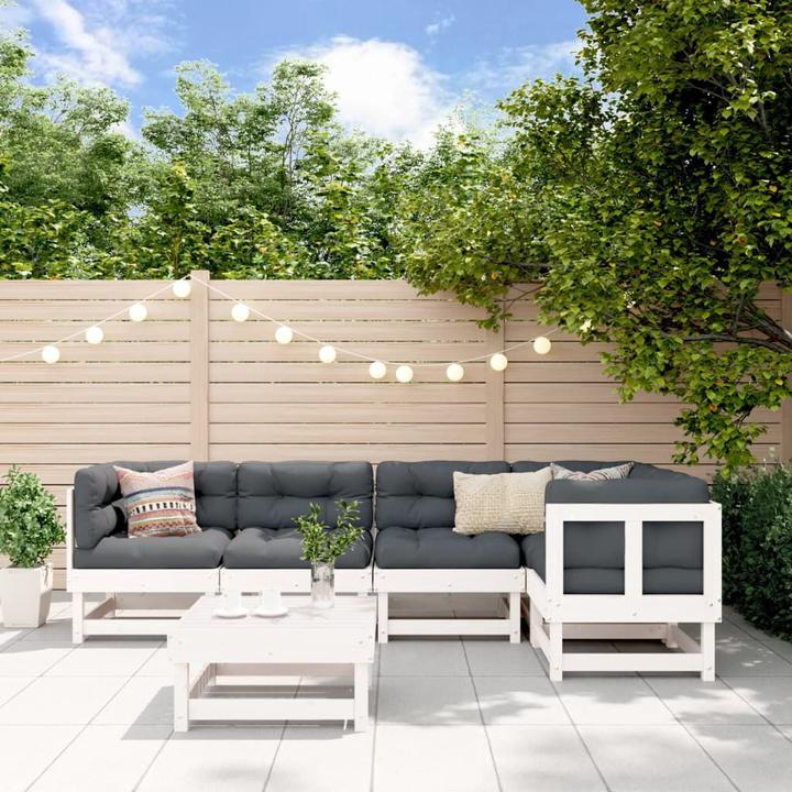 Actual product image VidaXL 6-tlg. Garten-Lounge-Set Weiss Massivholz Kiefer,Farbe