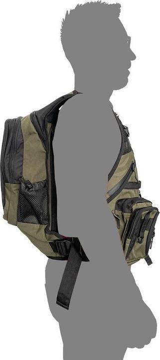 Jenzi Zaino da pesca con gilet - 15 tasche, comodo da trasportare e idrorepellente