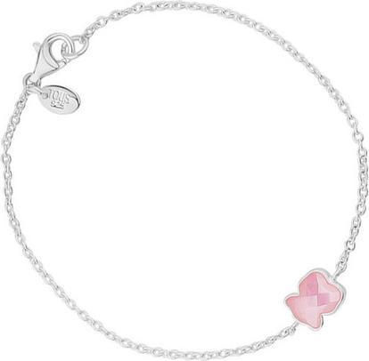 Tous Delicate Silver Bracelet With A Pink Teddy Bear