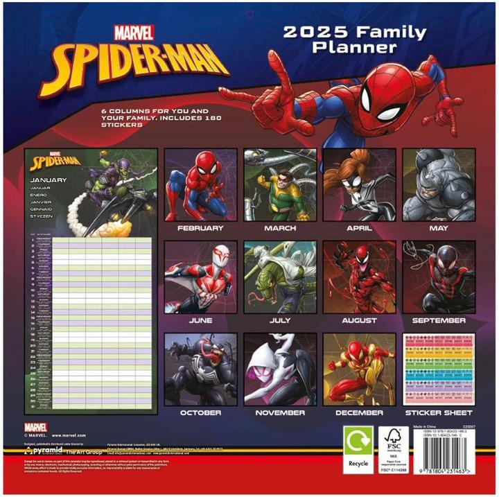 Immagine prodotto Agenda per la famiglia Spider-Man 2025 30X30 (30 x 30 cm, Tedesco)