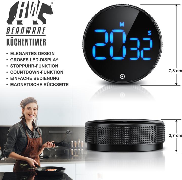 Produktbild Bearware Küchentimer digital, Küchenwecker, Eieruhr, Display, Countdown, magnetisch, Kurzzeitimer, Küchenuhr