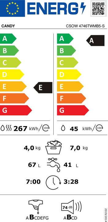 Label énergétique Candy CSOW 4746TWMB5-S