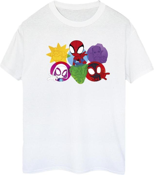 Actual product image Womens/Ladies Spidey And His Amazing Friends Faces Cotton Boyfriend T-Shirt (4XL)