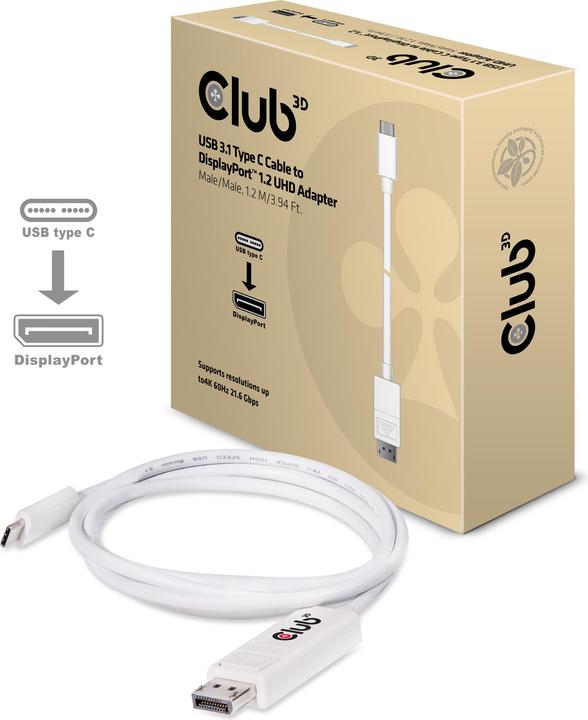 Image du produit Club 3D USB Typ C — DisplayPort (USB-C, 120 cm)