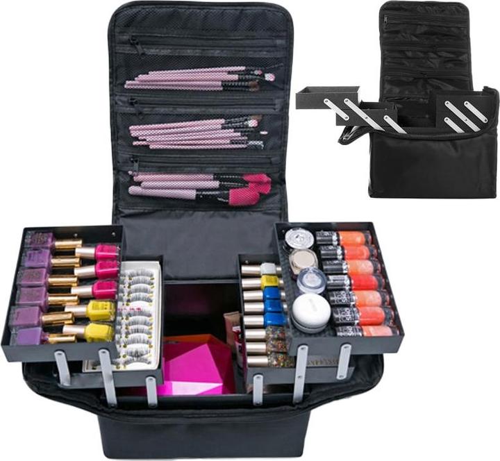 Actual product image JTI Large and spacious cosmetic bag with pull-out boxes