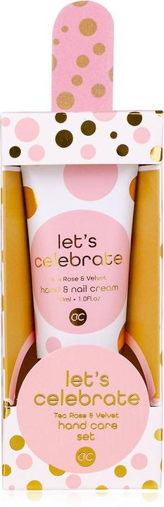 Accentra Handpflegeset LET'S CELEBRATE in Geschenkbox, inkl. 30ml Hand- & Nagelcreme, Nagelfeile, Duft: Tea R