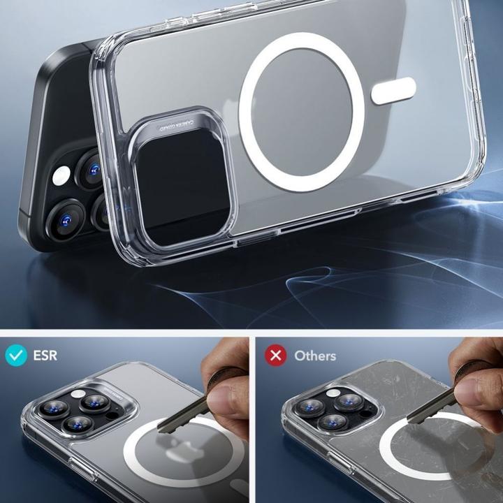 Actual product image ESR Classic Hybrid Halolock MagSafe Case + Tempered Glass for iPhone 16 Pro - Semi-Transparent (Apple iPhone 16 Pro)