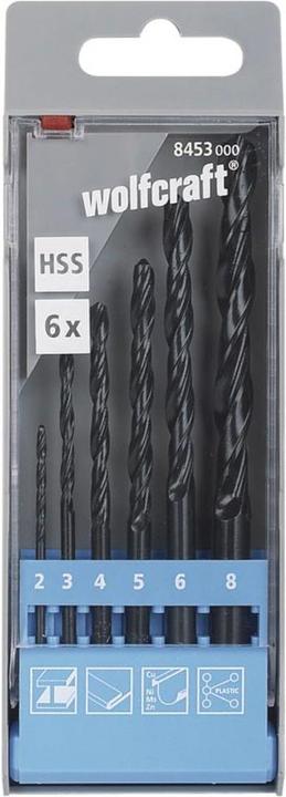 Image du produit wolfcraft Coffret de forets à métaux HSS laminés, Ø 2-8 mm, 6 pièces (2, 3, 4, 5, 6, 8 mm)
