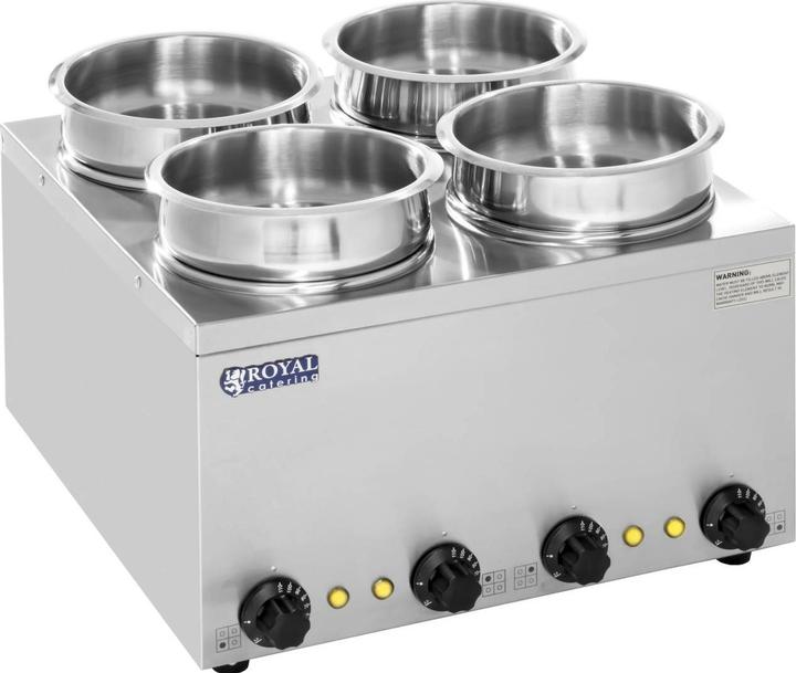 Produktbild Royal Catering Bain Marie Hotpot Rund Speisenwärmer Wasserbad Suppenstation Warmhalter 4Töpfen