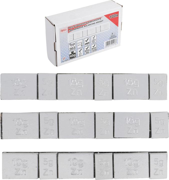 Immagine prodotto BGS Pesi adesivi di bilanciamento tipo 363 45 g 100 pz.