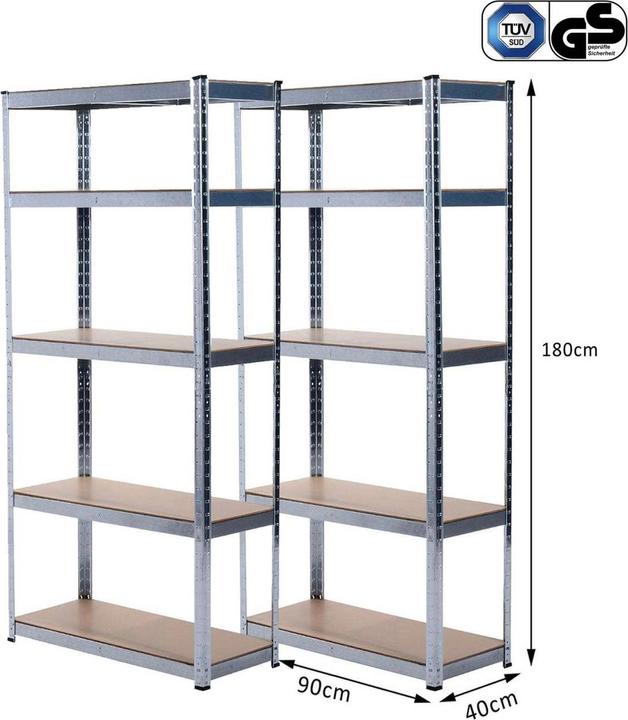 Produktbild Grafner Doppel Schwerlastregal 1,80m Werkstattregal auf 5 Ebenen 1750kg Traglast TÜV / GS geprüft