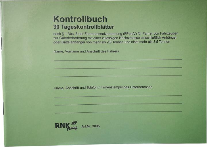 Produktbild Rnk Fahrtenbuch - Kontrollbuch (nach § 1 vormals § 6 Abs. 6 FPersV) A 5 quer, 32 Blatt (32 x)