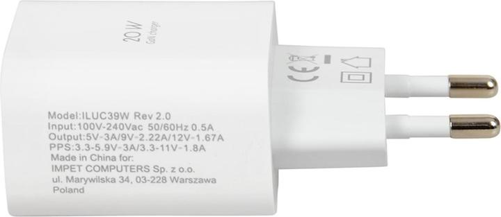 Produktbild iBox ŁADOWARKA SIECIOWA I-BOX C-39 USB-C PD20W Z KABLEM (20 W)