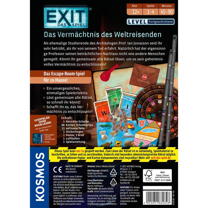 Produktbild Kosmos Exit - Das Spiel: Das Vermächtnis des Weltreisenden (Deutsch)
