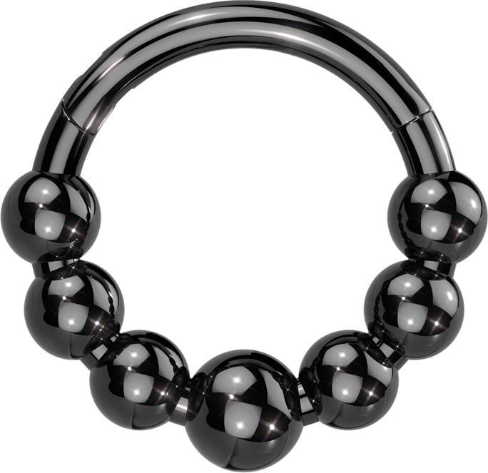 Actual product image Star Piercing Micro segment ring hinged black seven balls (without brass, Titanium G23)