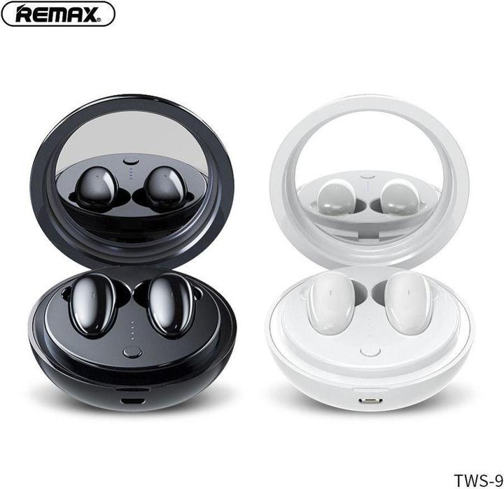 Remax Wireless headphones wireless stereo earbuds TWS-9 with docking station and mirror white (4 h, Wireless)