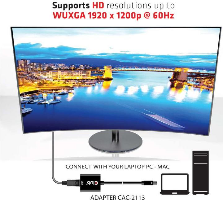 Produktbild Club 3D Mini DisplayPort — VGA (Mini DP, 22 cm)
