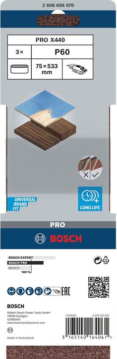 Produktbild Bosch Professional Zubehör PRO X440 Schleifband, 75 x 533 mm, G60 (60)