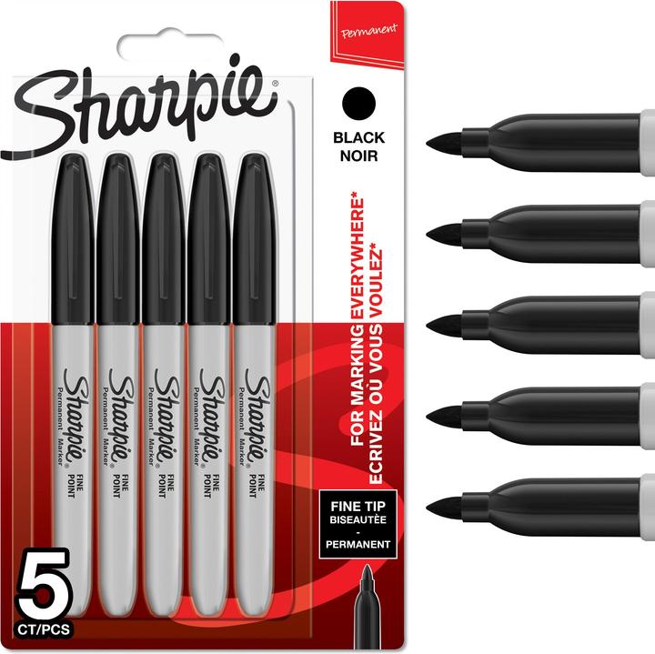 Actual product image Sharpie Marker bullet tip F (Black, 5 x)