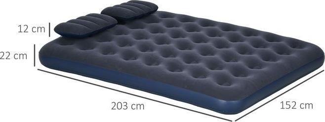 Immagine prodotto Swisshandel24 Materasso gonfiabile per 2 persone, con pompa a mano, morbido e robusto, 203x152x22cm, blu (152 x 203 cm)