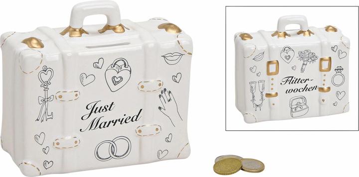 G. Wurm Spardose Koffer Just Married 6 x 14 x 13 cm (14 x 13 x 13 cm)