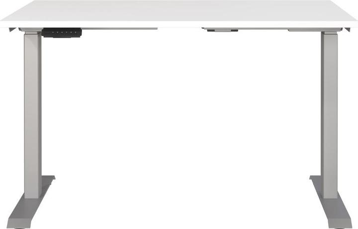 Produktbild Germania JET höhenverstellbarer Schreibtisch weiss rechteckig, T-Fuss-Gestell silber 120,0 x 80,0 cm (120 x 72 cm)