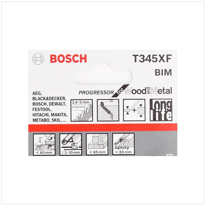 Actual product image Bosch Professional Zubehör PRO Multi Material thick and thin T345XF Stichsägeblatt, 132 mm, 5-tlg.