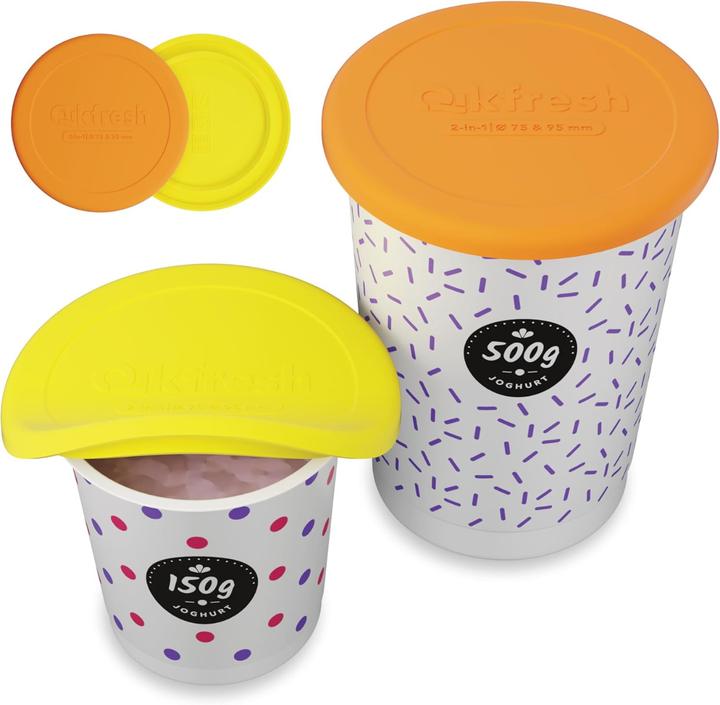 Actual product image Qikfresh Mehrweg Frischedeckel für Joghurtbecher Orange (2 x)