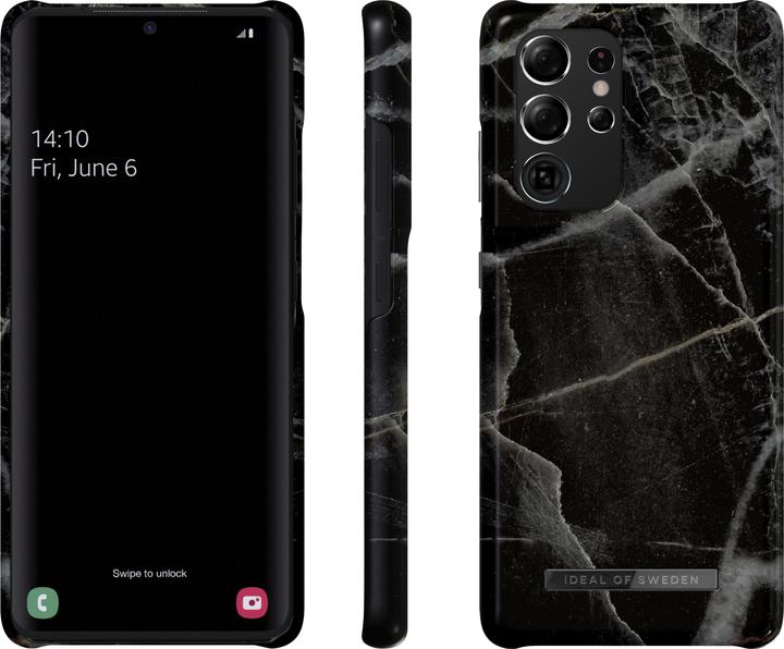 Actual product image iDeal Of Sweden Designer Hard Cover Black Thunder Marble (Samsung Galaxy S21 Ultra)