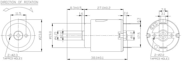 Image du produit Velleman Moteur à courant continu 3Vdc 300Ma 14200Rpm (1.5-3Vdc)