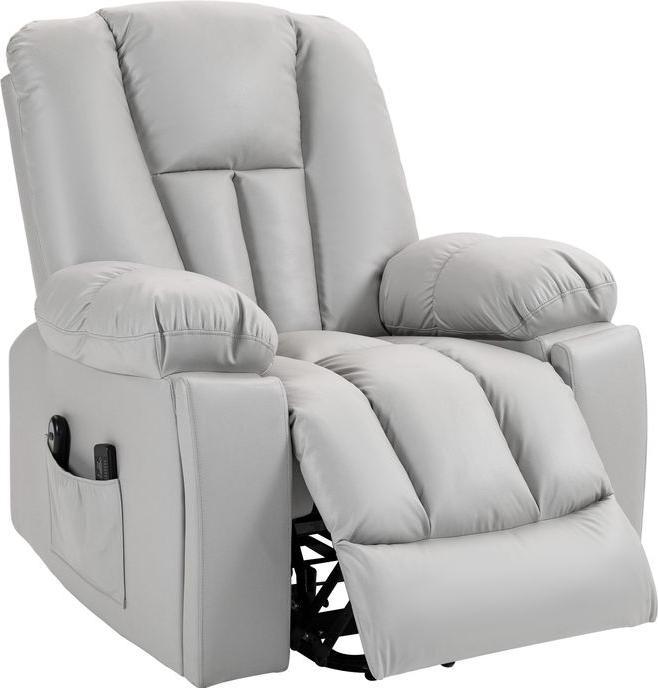 Swisshandel24 Seniorensessel mit Aufstehhilfe, elektrisch, mit 8 Massagepunkten, Fernbedienung, 94x96x106cm, Hellg