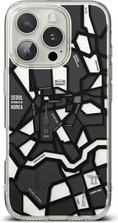 Actual product image Ringke Case for iPhone 16 Pro FUSION DESIGN SEOUL MAP BLACK (Apple iPhone 16 Pro)