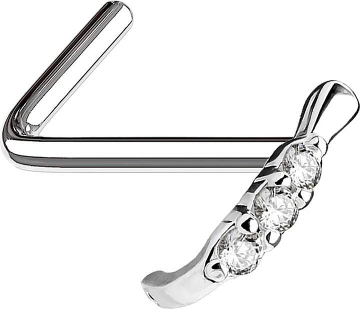 Immagine prodotto Star Piercing Nasenstecker gewinkelt silber Raupe mit Kristallen (Acciaio chirurgico 316L, Ottone)